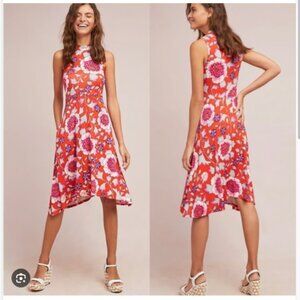 Anthropologie Clearly Red Floral Knit Dress